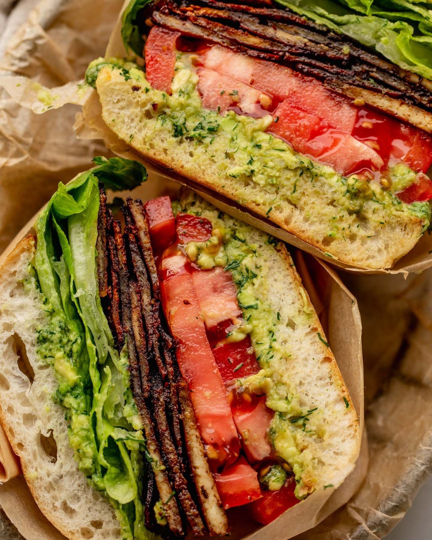 Summer Smoky Tofu Lettuce Tomato (TLT) Sandwich