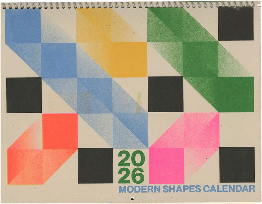 Mid-Century Modern Shapes Risograph 2026 Calendar