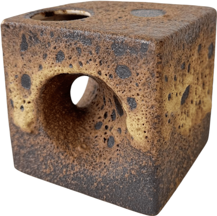 Brutalist Mid Century Fat Lava Vase Ceramic, Chimney Vase, Van Woerden for Vest Ceramics, Studio Keramik, Chimney Vase, Vintage 1960s