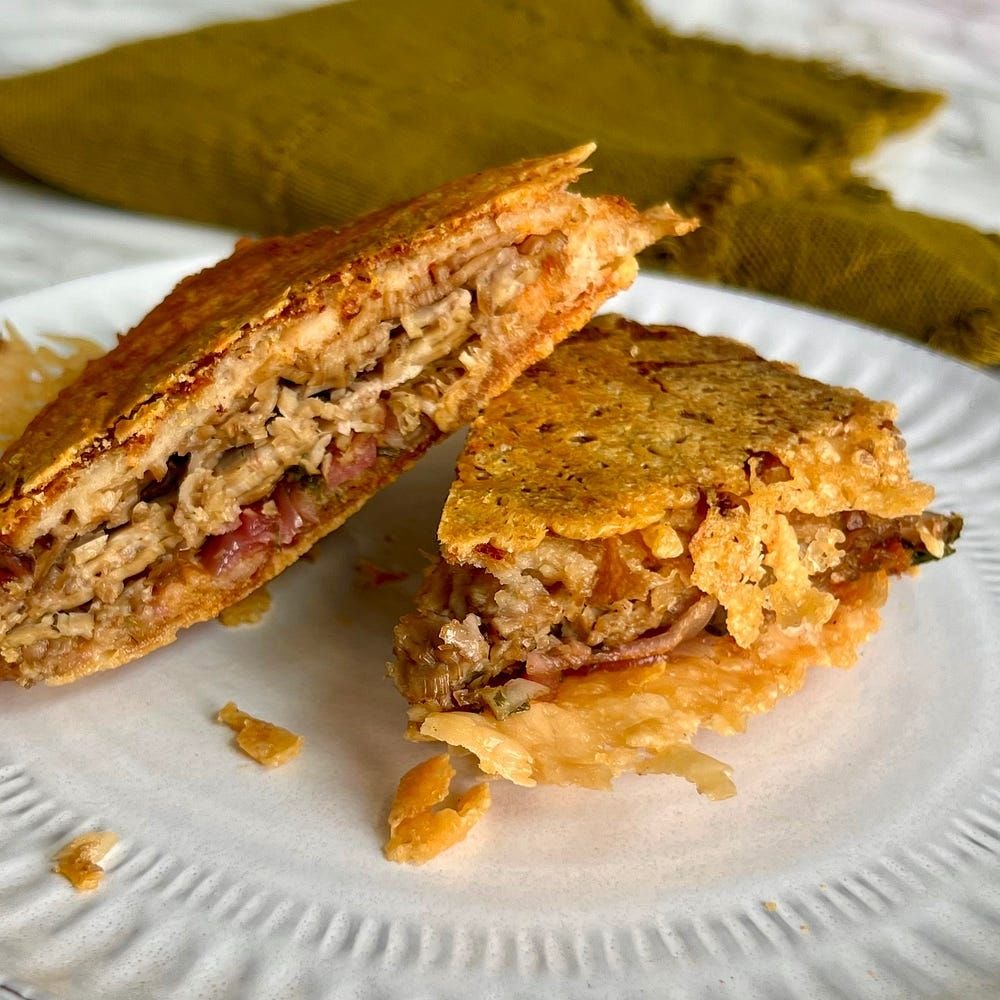 Giving leftover sandwiches a crispy, lacey cheese skirt