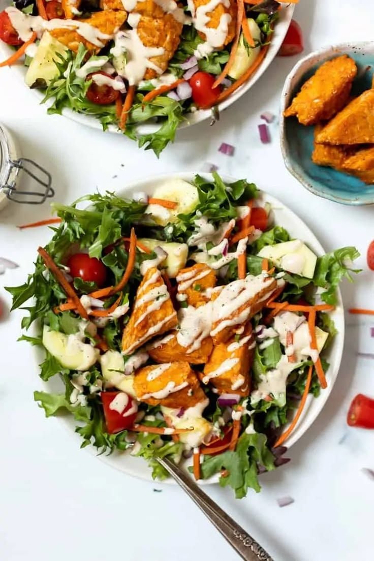 Buffalo Tempeh Salad Bowls