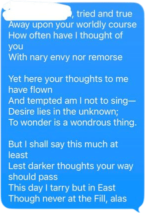 Responding to texts in iambic tetrameter