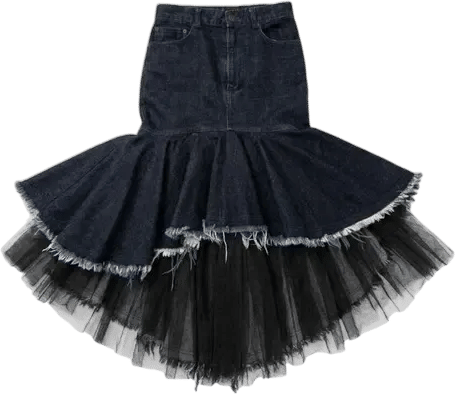 Denim and Tulle Maxi Skirt