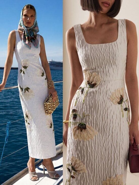 Simkhai Lilibeth Dress White Floral Jacquard Midi
