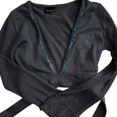Objects of my Affection Gray Knitted Wrap Sweater