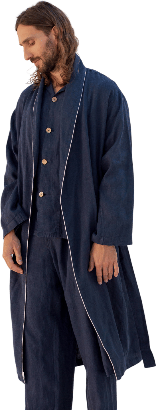 DANDELION men's long linen robe /// Manufacture de Lin