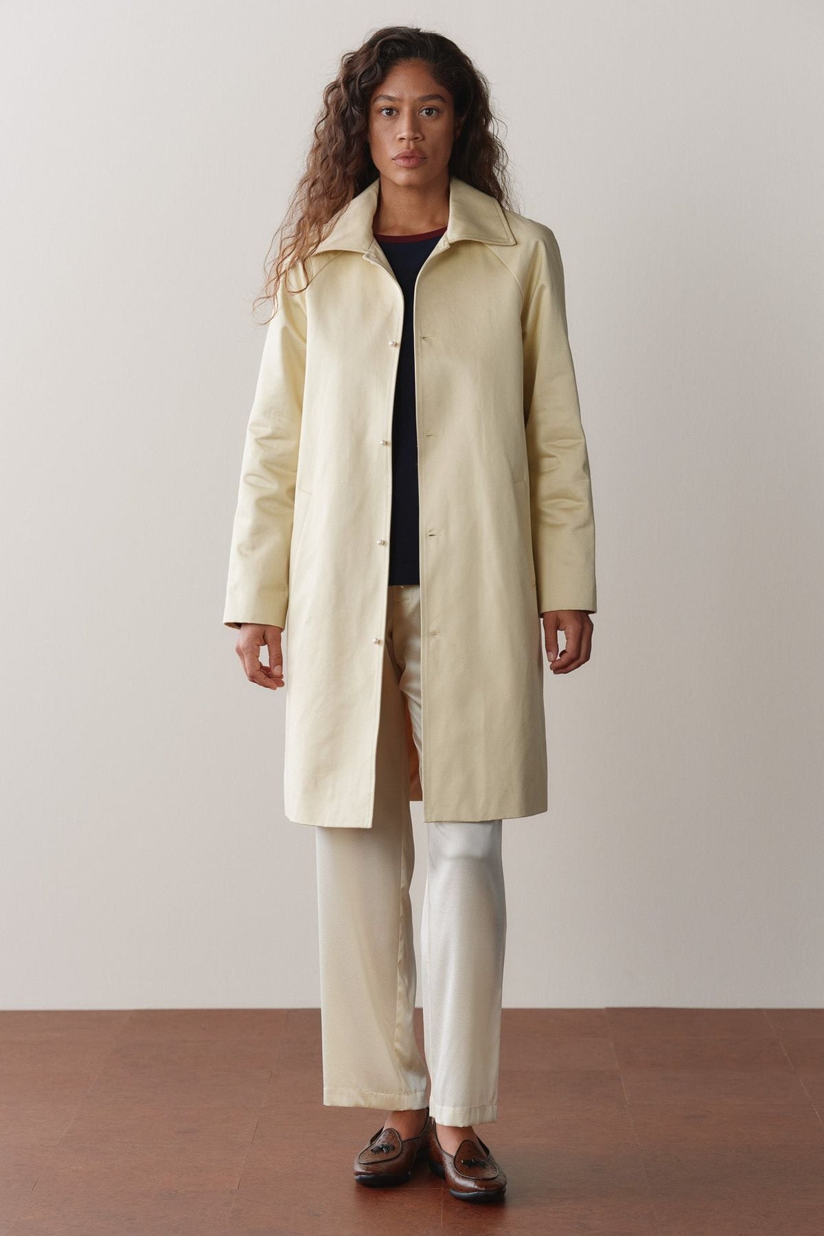 DONNI. Butter Sateen Cotton Car Coat