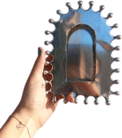 TIN NICHO 7 inch tall, Punched Tin, Handmade in Mexico, Mexican Artisanal handcrafted handmade silver & copper color