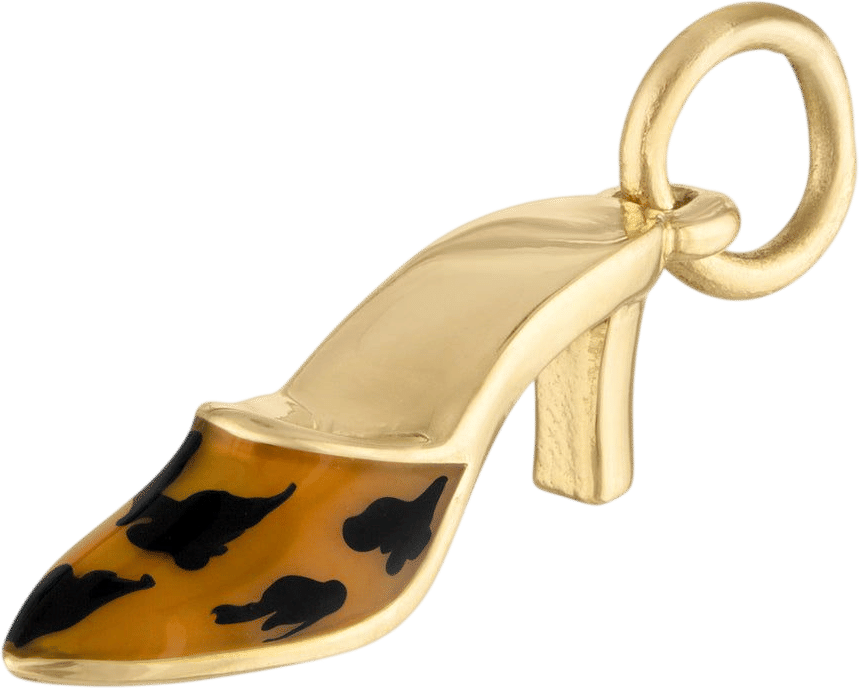 14K Gold Enamel Leopard Mule Charm