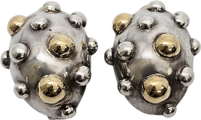 Robert Wander Winc Sterling Silver 18k Gold Accent Dots Clip-on Earrings