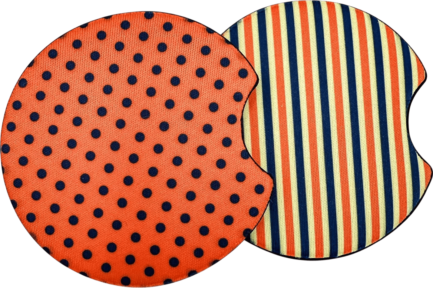 blue and orange cup holder coasters
