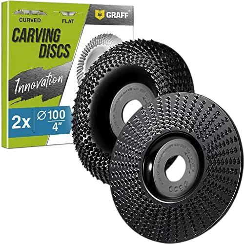 GRAFF Premium Wood Carving Disc 4 Inch for Angle Grinder – Set Shaping and Grinding Wheel for Wood, Softwood, Hardwood – Woodworking Angle Grinder Attachment with 7/8" – 5/8" Arbor
