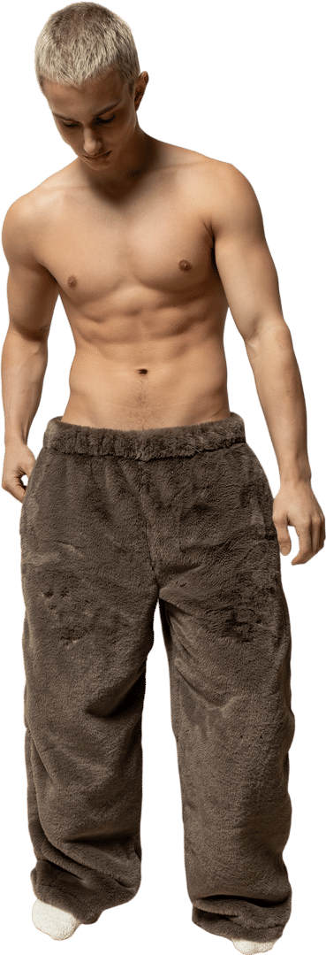 baggy sweats in minky fur