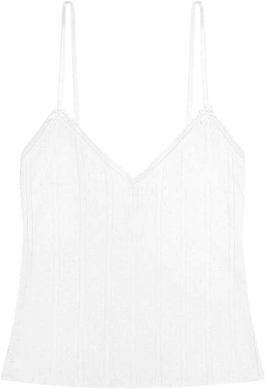 Cou Cou Intimates The Long Cami: White Pointelle
