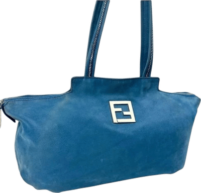 Fendi Blue Suede Nubuck Oversized Tote