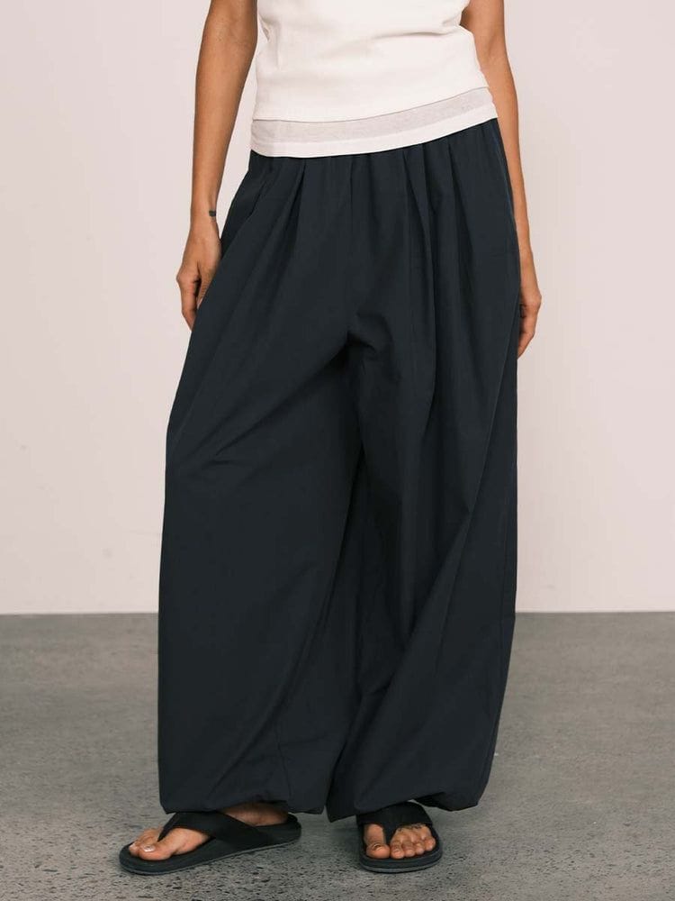 Relaxed Tencel-Cotton Tapered Drape Pants
