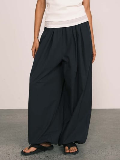 Relaxed Tencel-Cotton Tapered Drape Pants