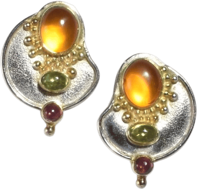 Amber Peridot Tourmaline Earrings