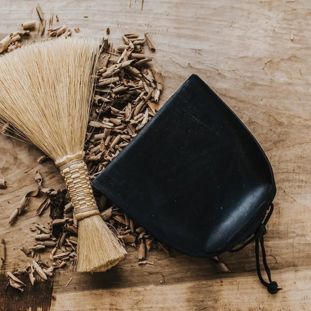 Hand Made Leather Dustpan and Whisk