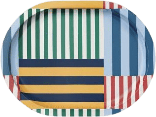 Melamine Multi Striped Oval Serve Platter
