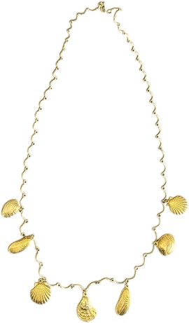 Vintage Les Bernard Gold Tone Sea Shell Necklace