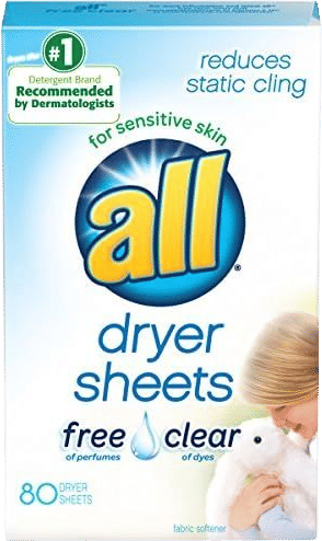 all Fabric Softener Dryer Sheets for Sensitive Skin, Free Clear