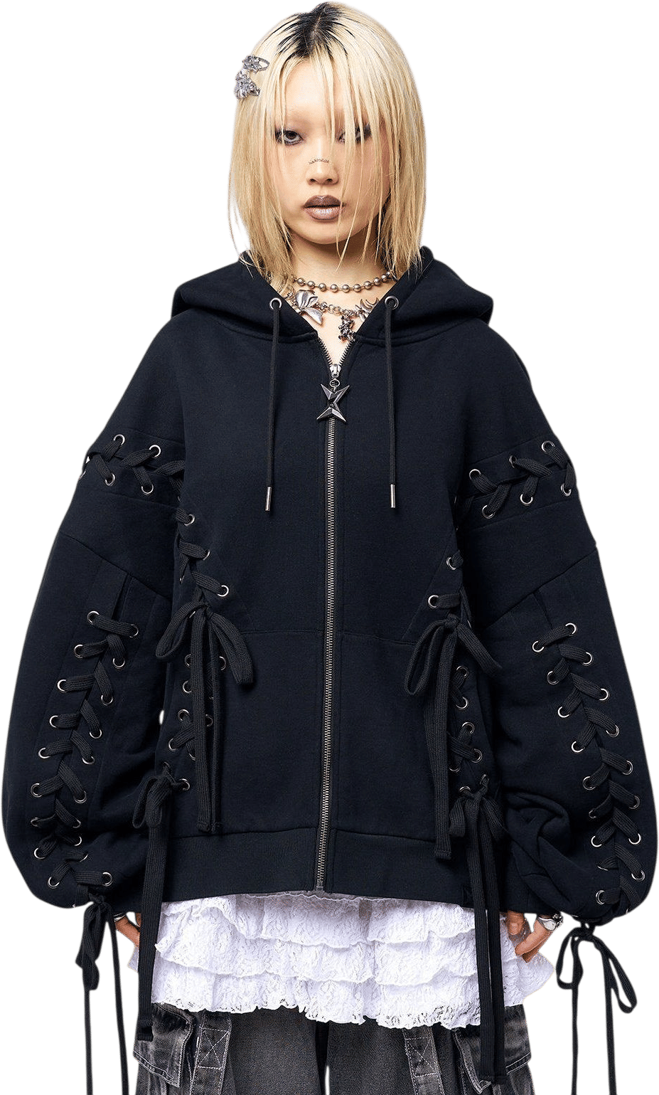 Mia Black Zip Up Hoodie