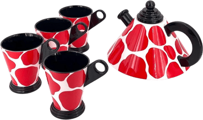 Memphis Postmodern Porcelain Teapot and Cups