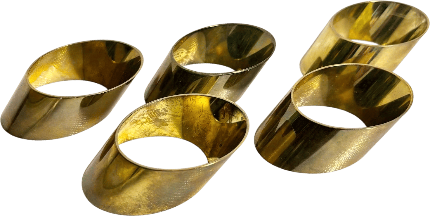 Vintage 80s Brass Angular Napkin Rings