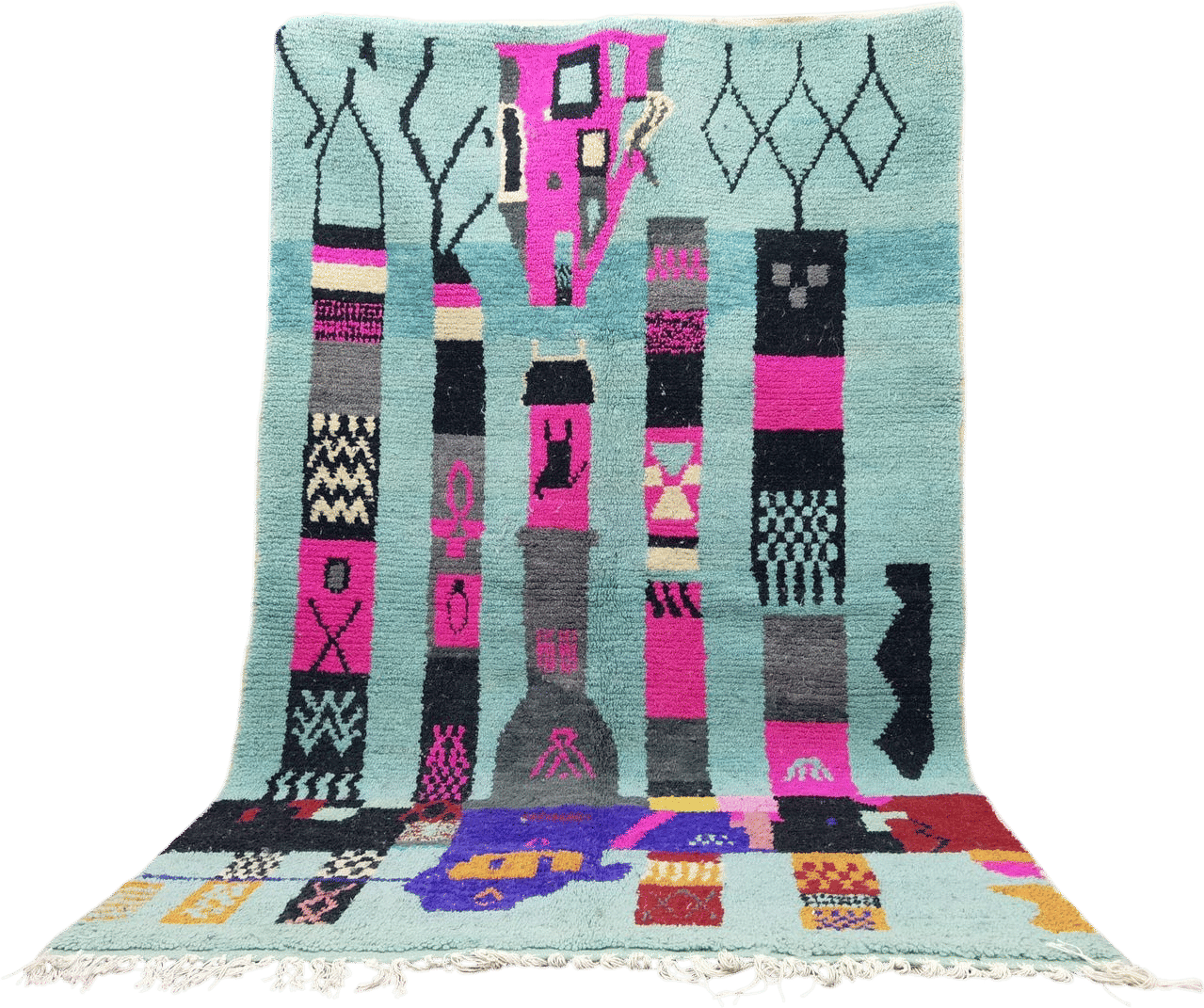 Blue Moroccan Rug: Hand-Knotted Berber Wool Rug