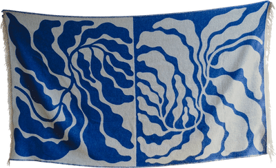 Leaves Wool Blanket (Blue/White)