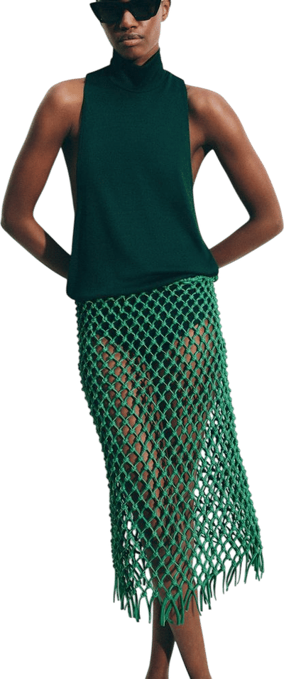 Nelaya Leather Macrame Skirt