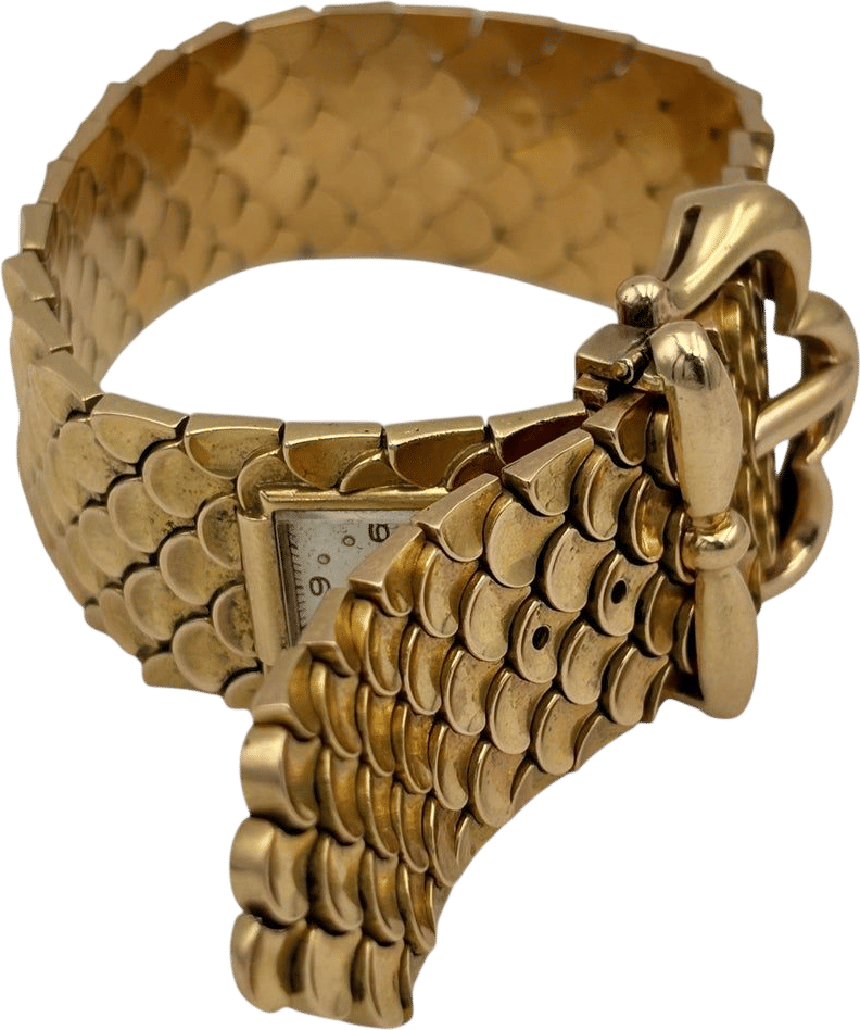 Chunky 18k Yellow Gold Belt Bracelet with Zenith Watch