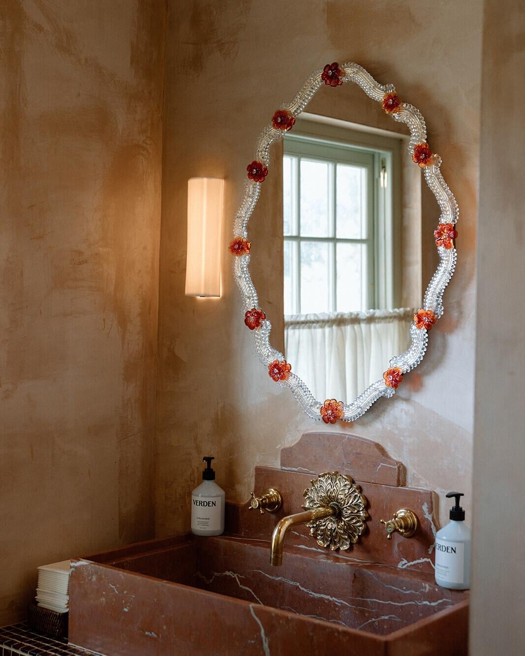 Glass Flower Mirror