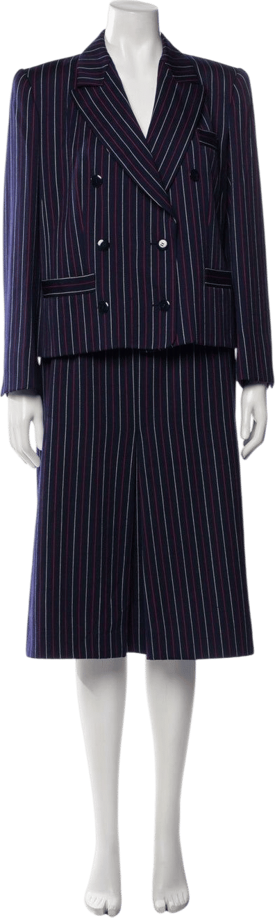 Yves Saint Laurent Rive Gauche Navy Pinstripe Suit Set