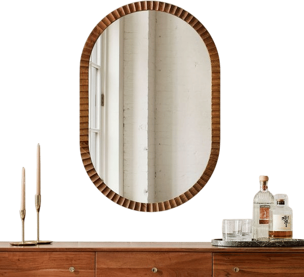 Frida Fluted Wood Wall Mirror