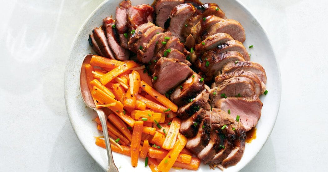 NYT Cooking (w/ my suggestions): Glazed Pork Tenderloin w/ Gingery Carrots