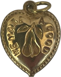 Vintage Brass Puffy Heart Pendant 'We Make a Good Pair'