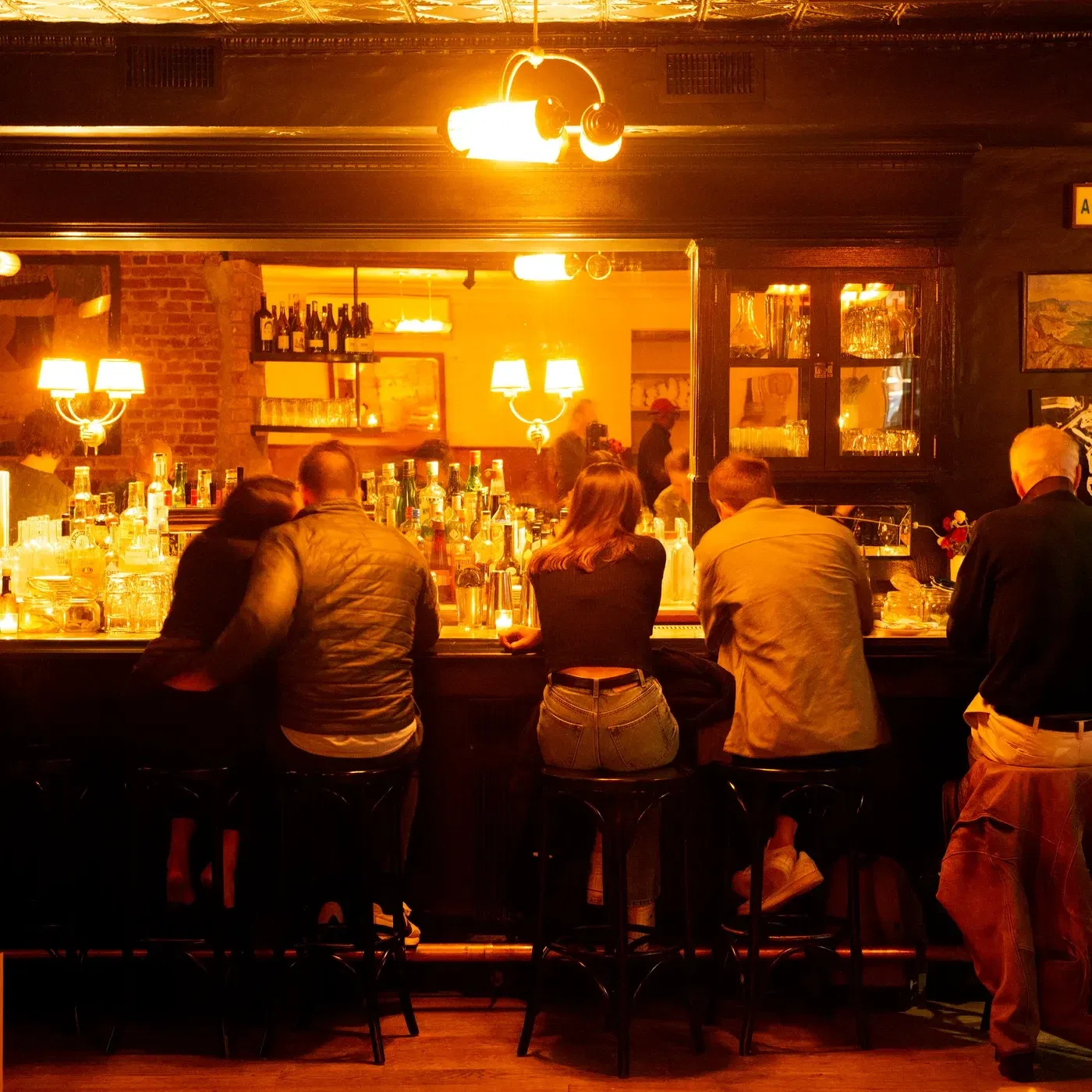Eating at the bar on a date night 