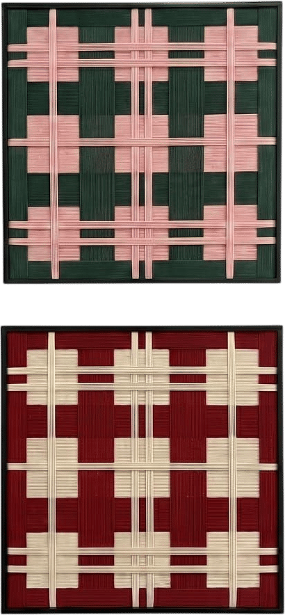 Handmade Framed Cube Woven Yarn Painting Set