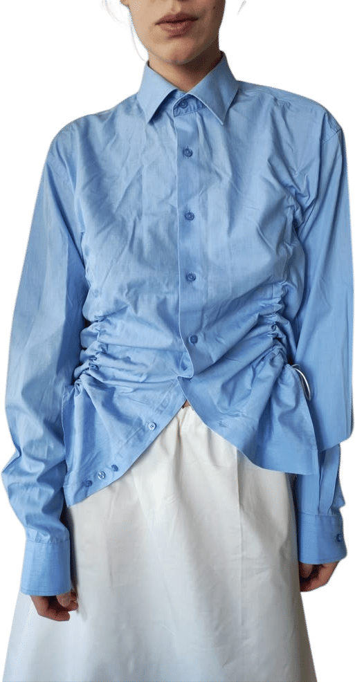 Double-ruched button-up