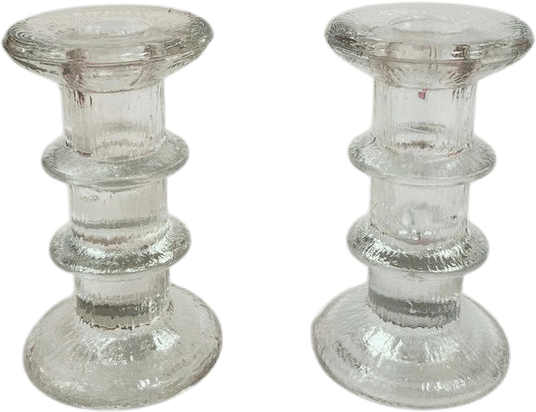 Timo Sarpaneva / Iittala Collection Ice Glass Candlesticks Pair - Etsy