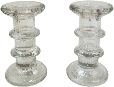 Timo Sarpaneva Iittala Ice Glass Candlesticks