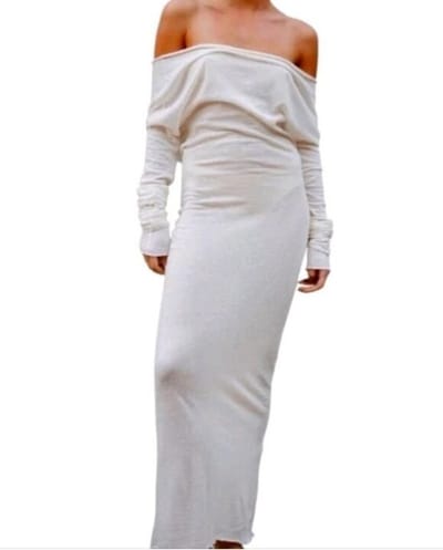 Vintage Off-Shoulder White Dress