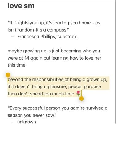 keeping words to live by in notes