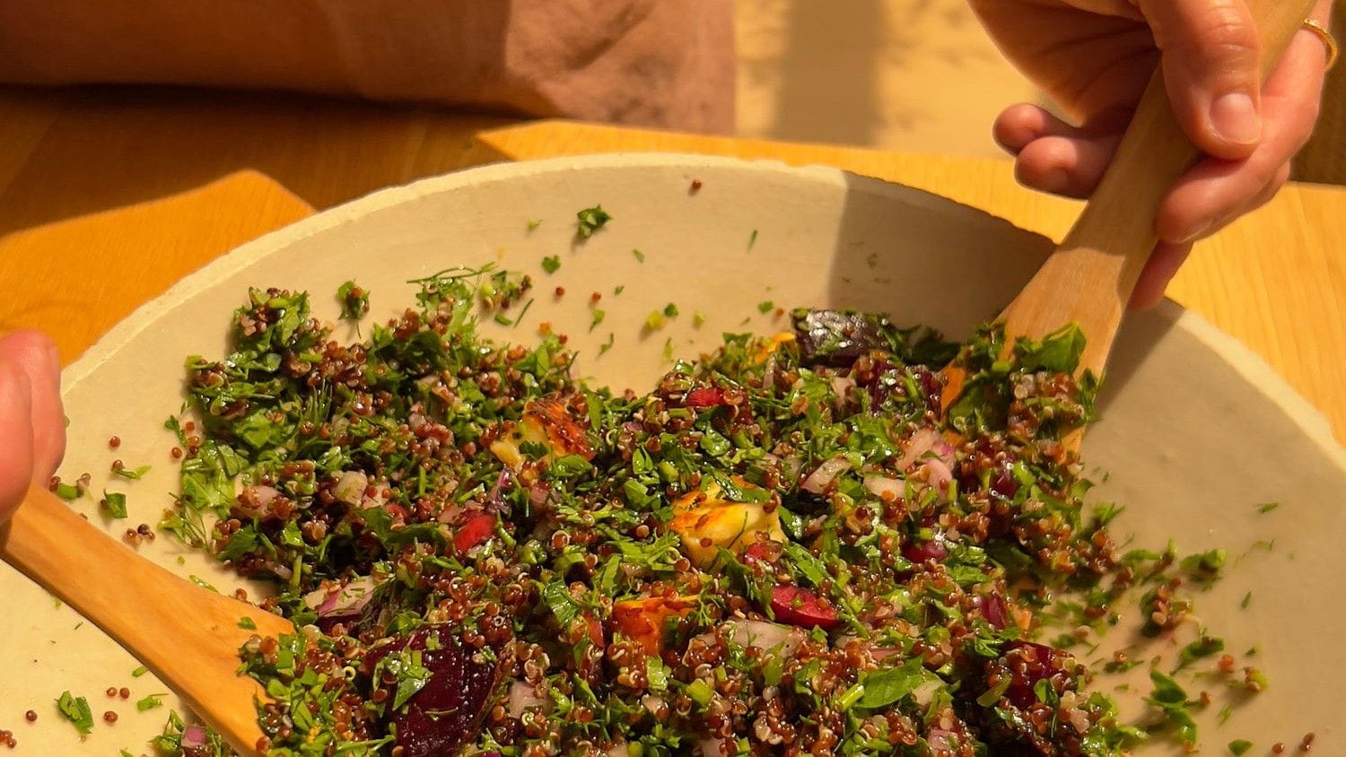 Cherry, Herb, Halloumi Quinoa Salad Recipe