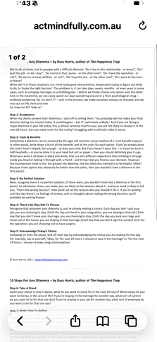 Ten Steps for any dilemma…written by Russ Harris founder of ACT therapy (acceptance & commitment therapy)
