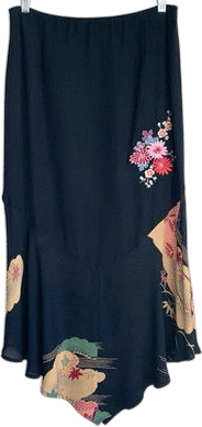 Floral Silk Asymmetrical Skirt