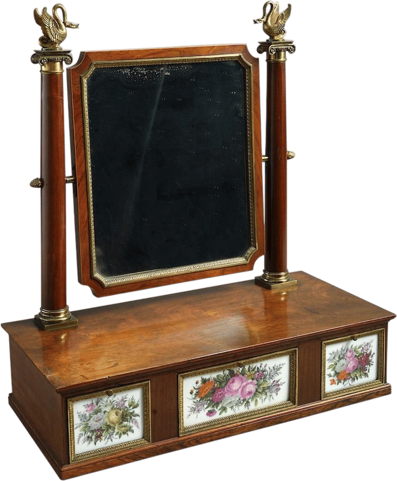 1800s Charles X Rosewood Toilet Mirror 