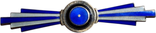 1920s Art Deco Sterling Silver Blue Enamel Bar Pin Brooch